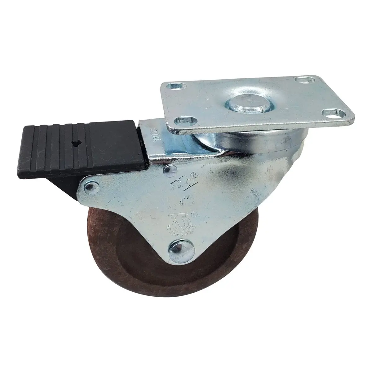 4" X 1-1/4" High Temp. Brimstone Wheel Swivel Caster W/ Total Lock Brake- 300 Lbs. Capacity 1