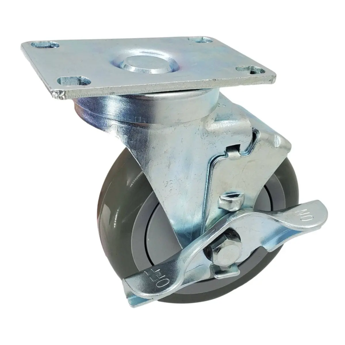 4" X 1-1/4" Poly-Pro Wheel Swivel Caster W/ Top Lock Brake- 350 Lbs. Capacity 1