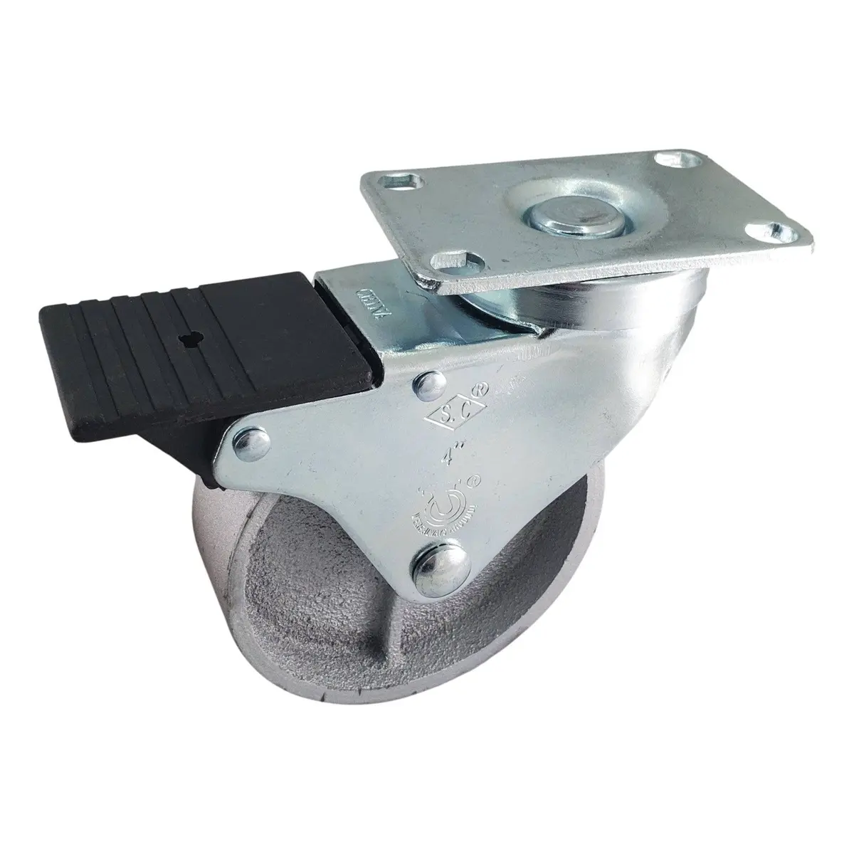 4" X 1-1/4" Semi-Steel Wheel Swivel Caster W/ Total Lock Brake - 300 Lbs. Capacity 1