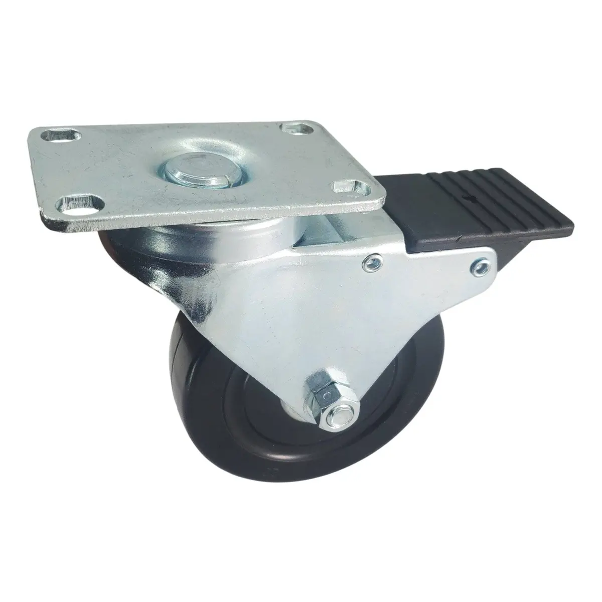4" X 1-1/4" Soft Rubber Wheel Swivel Caster W/ Total Lock Brake - 350 Lbs. Capacity 1