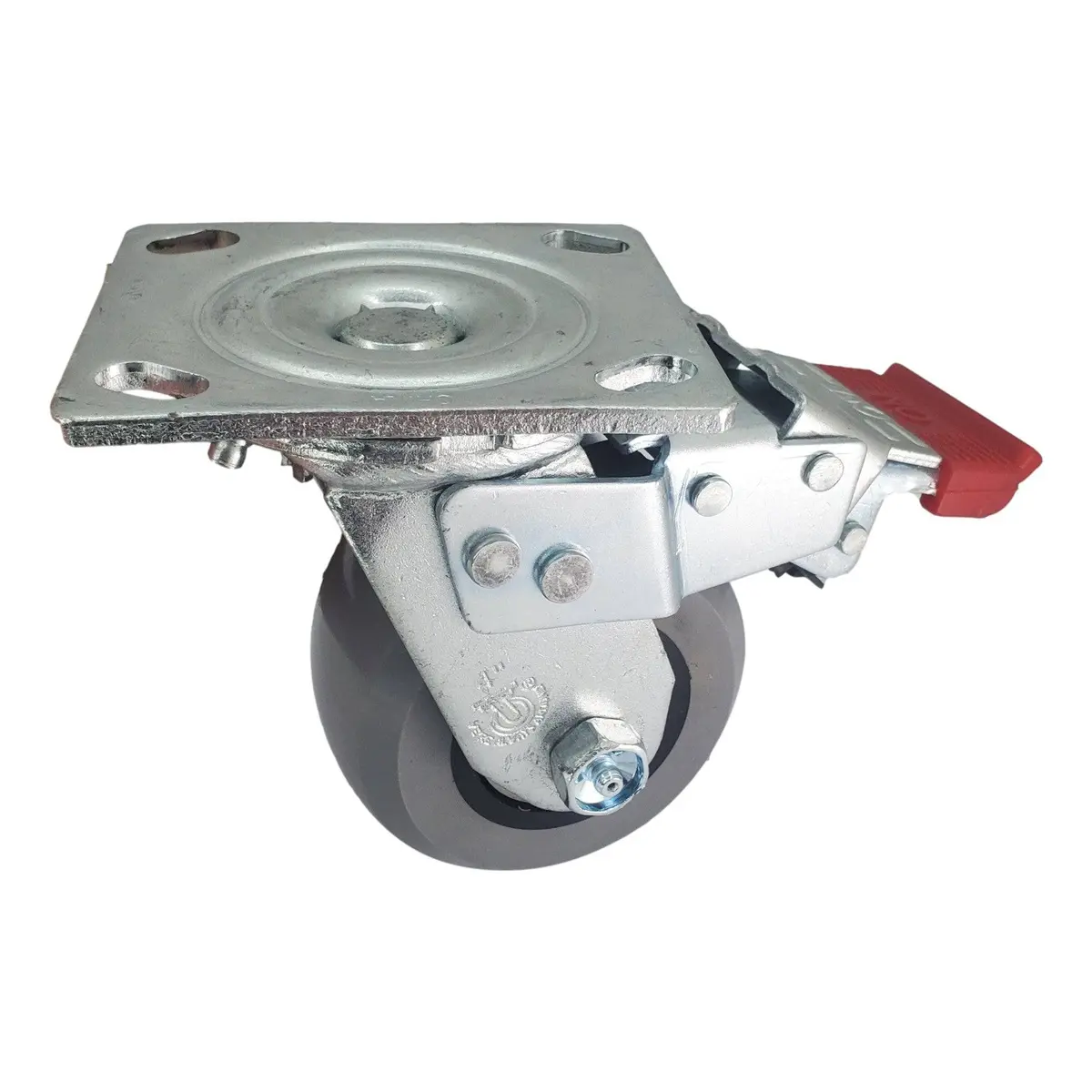4" X 2" Ergolastomer Wheel Swivel Caster, Total-Lock Brake, 1000 Lb Cap. 1