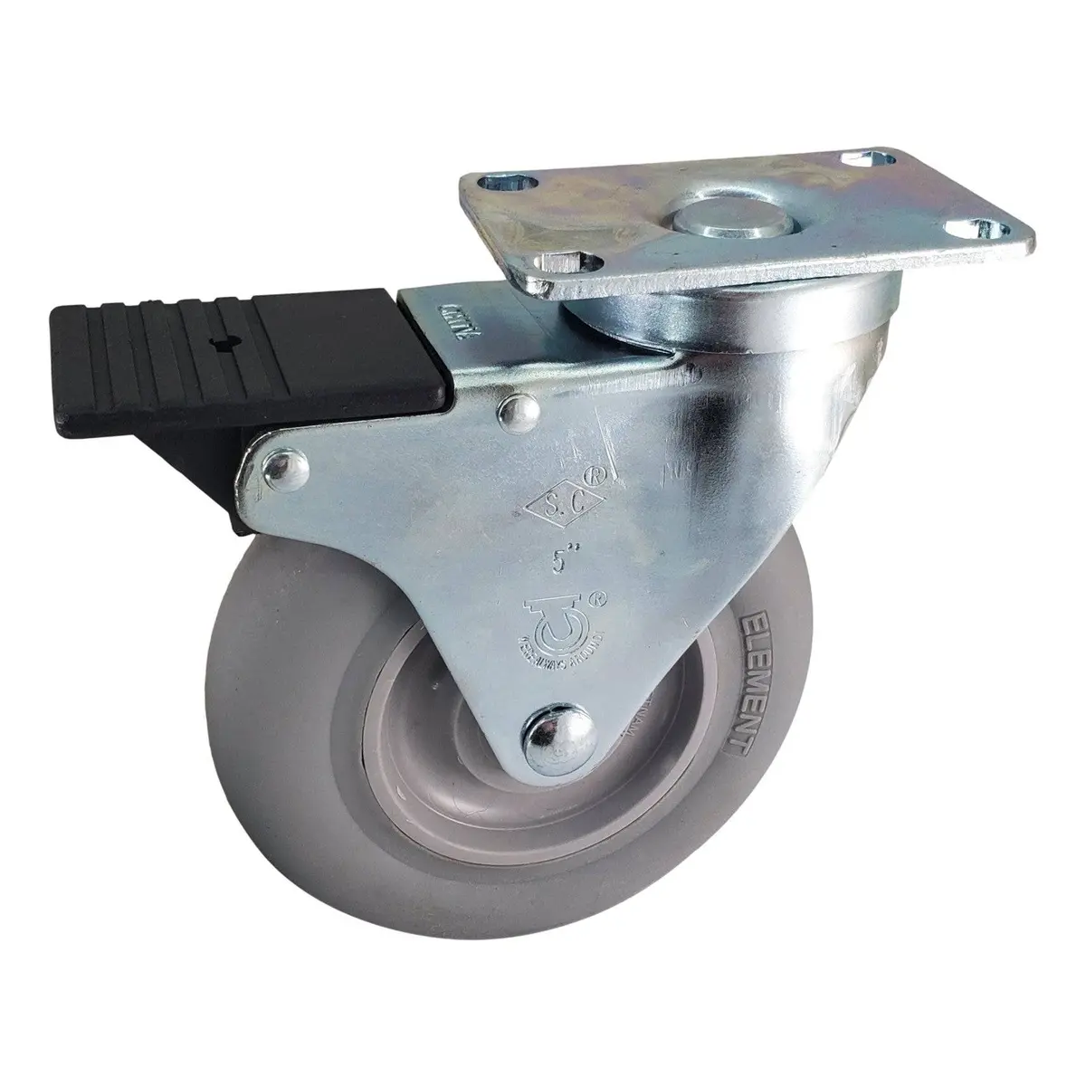 5" X 1-1/4" Element Wheel Swivel Caster W/ Total Lock Brake- 250 Lb. Cap 1