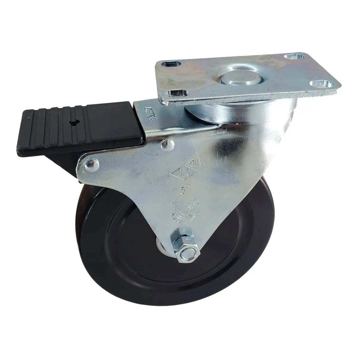 5" X 1-1/4" Hard Rubber Wheel Swivel Caster W/Total Lock Brake- 350 Lbs. Capacity 1