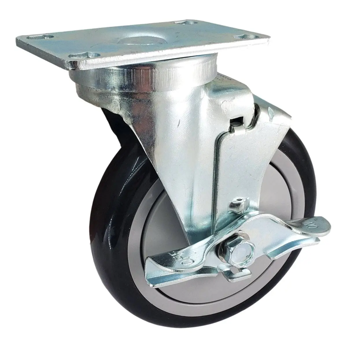 5" X 1-1/4" Poly-Pro Wheel Swivel Caster W/ Top Lock Brake - 350 Lbs. Capacity 1
