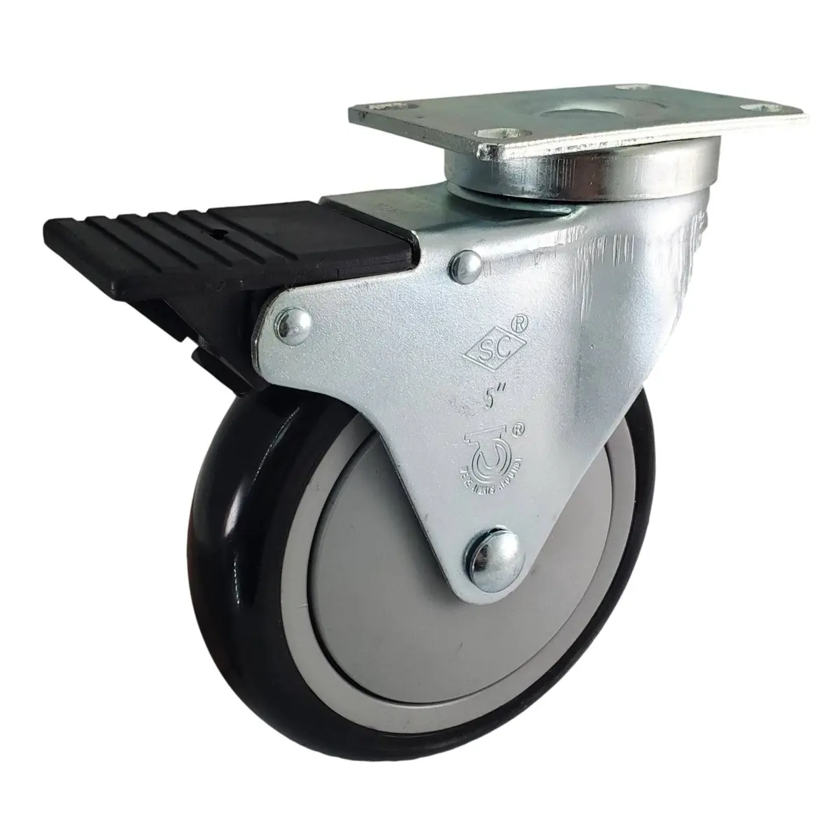 5" X 1-1/4" Poly-Pro Wheel Swivel Caster W/ Total Lock Brake - 350 Lbs. Cap. 1