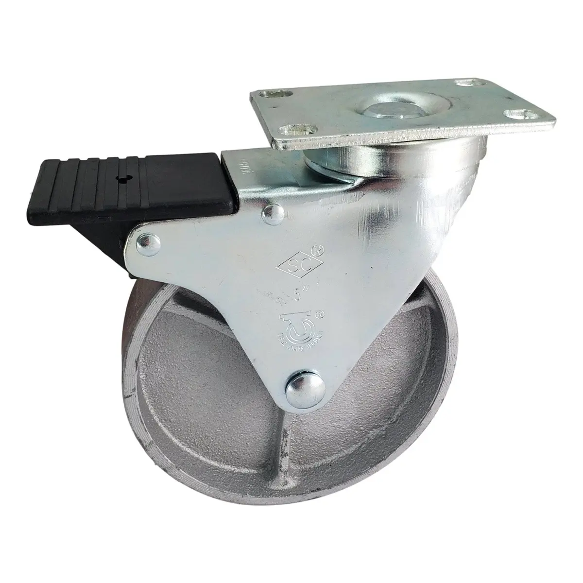 5" X 1-1/4" Semi-Steel Wheel Swivel Caster W/Total Lock Brake - 300 Lbs. Capacity 1
