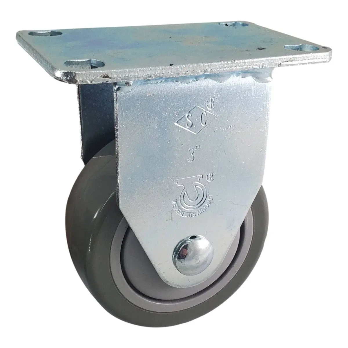 3" X 1-1/4" Poly Pro Wheel (Gray) Rigid Caster - 300 Lbs. Capacity 1