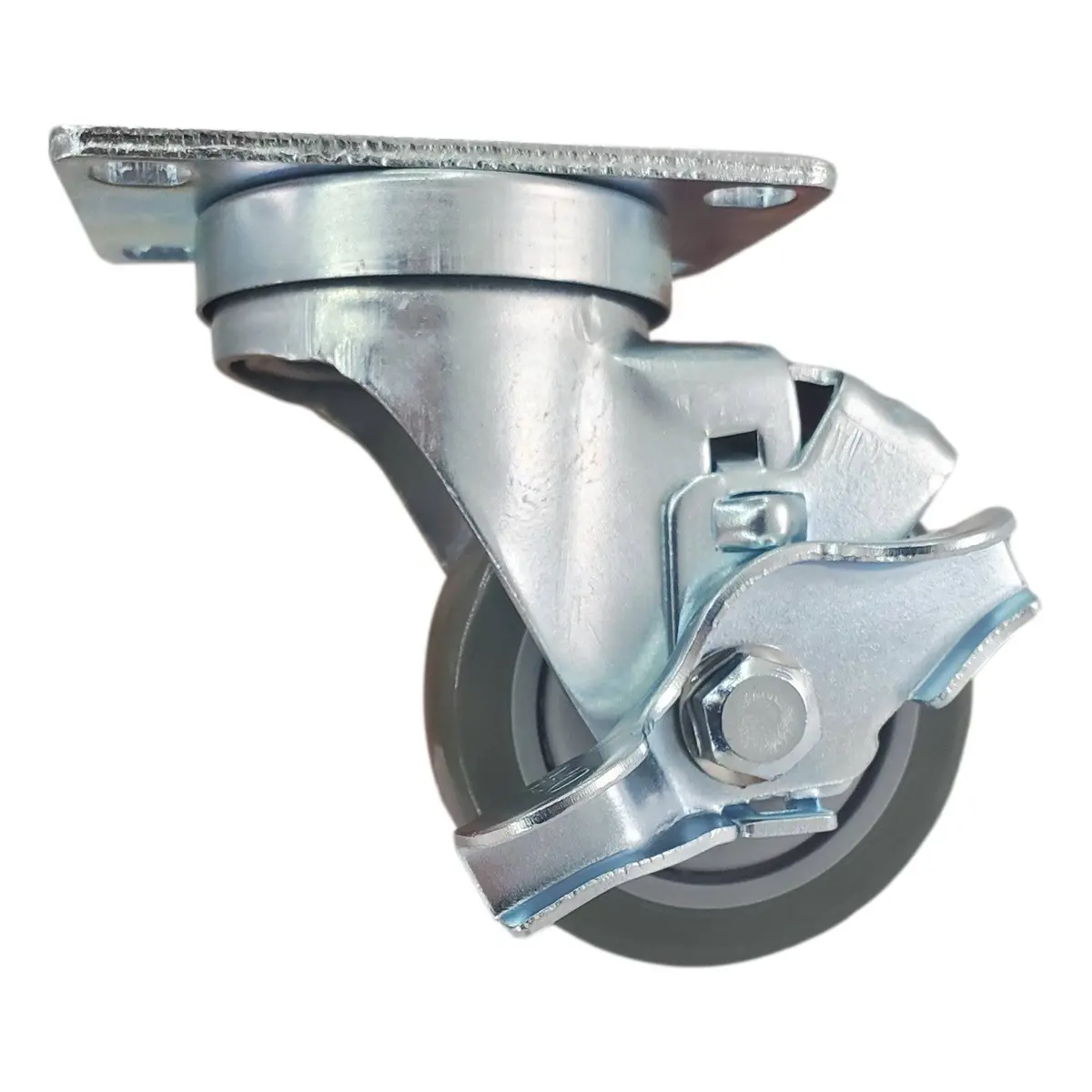 3" X 1-1/4" Poly Pro Wheel (Gray) W/ Top Lock Brake- 300 Lbs. Capacity 1