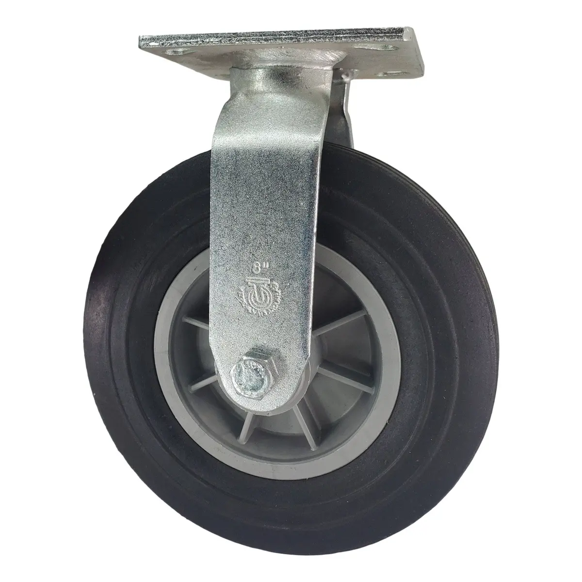 8" X 2-1/2" Eco Rubber Wheel Rigid Caster - 450 Lbs. Capacity 2