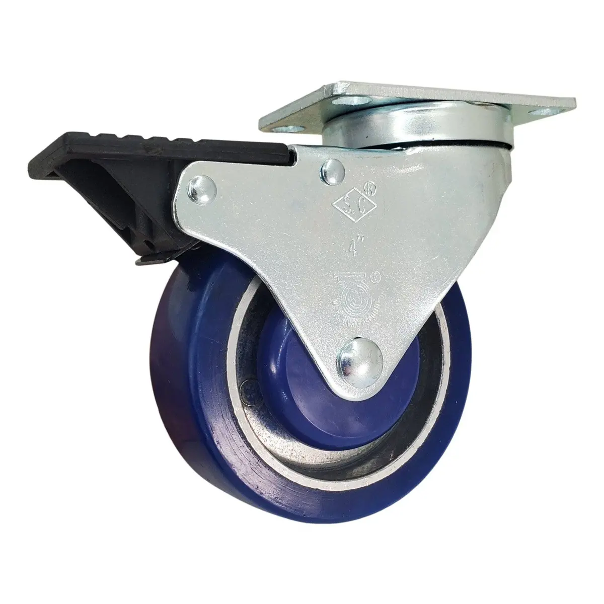 4" X 1-1/4" Polyon Aluminum Wheel Swivel Caster W/ Total Lock Brake - 380 Lbs. Capacity 1
