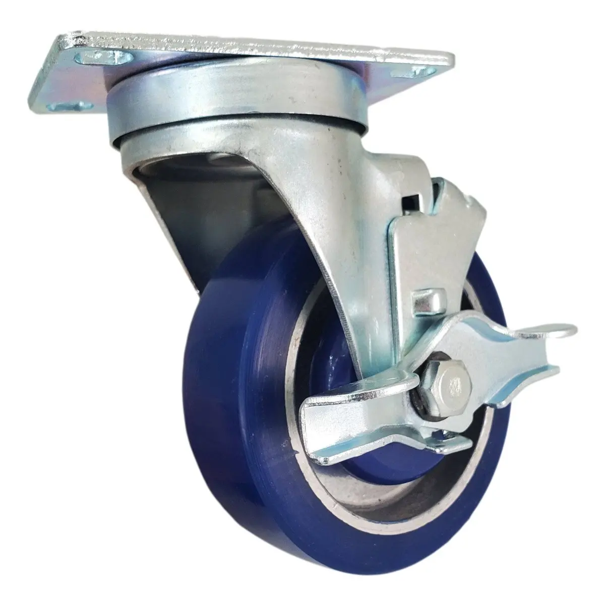 4" X 1-1/4" Polyon Aluminum Wheel Swivel Caster W/ Top Lock Brake - 380 Lbs. Capacity 1