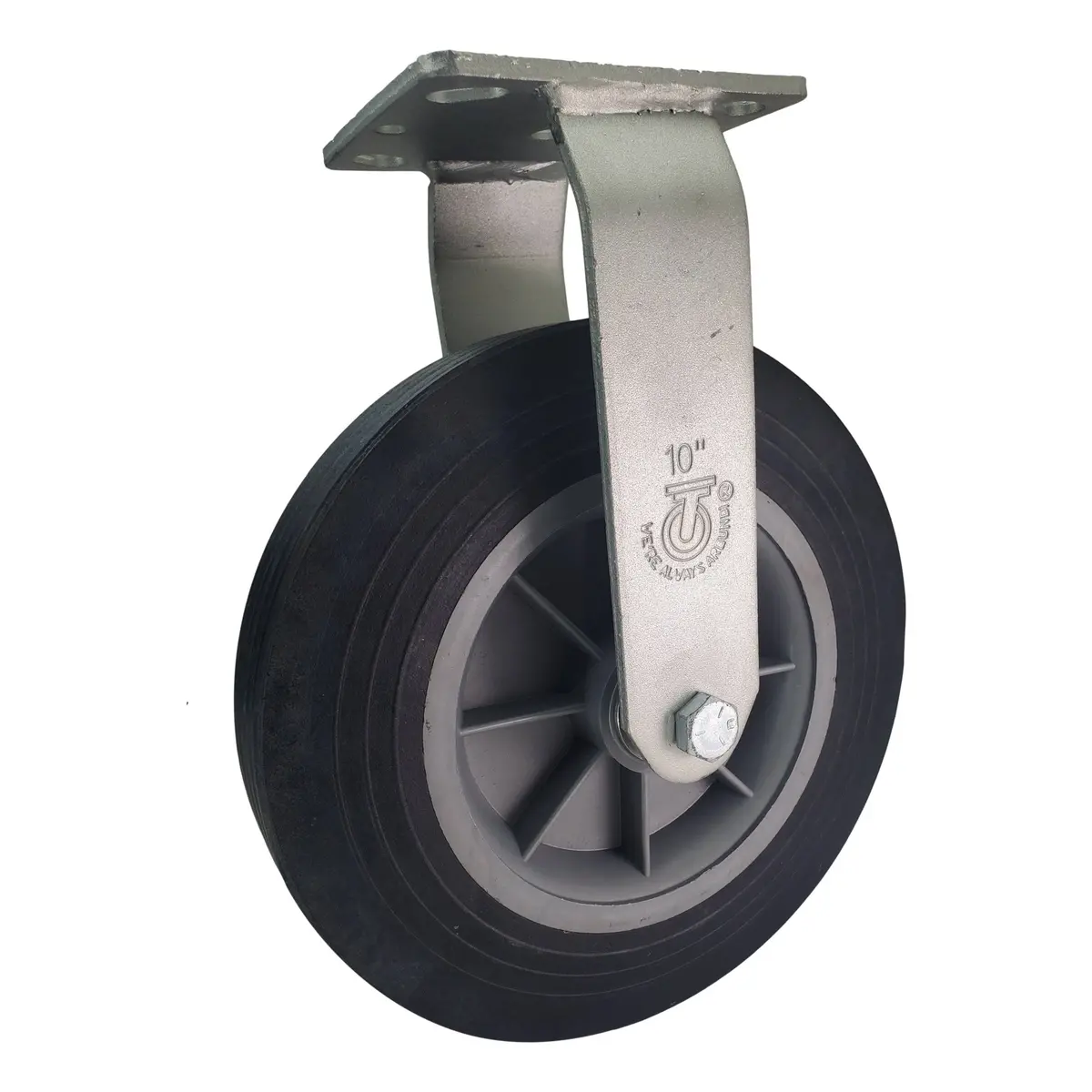 10" X 2-3/4" Eco-Rubber Flat Free Wheel Rigid Caster- 650 Lbs. Capacity 1