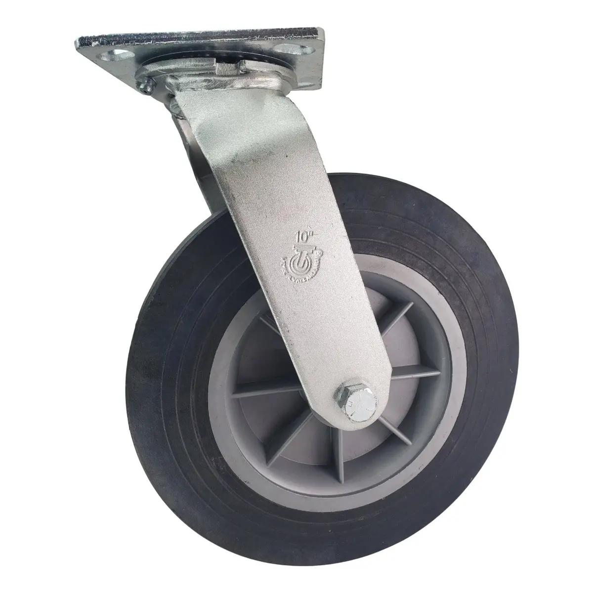 10" X 2-3/4" Eco-Rubber Flat Free Wheel Swivel Caster- 650 Lbs. Capacity 1