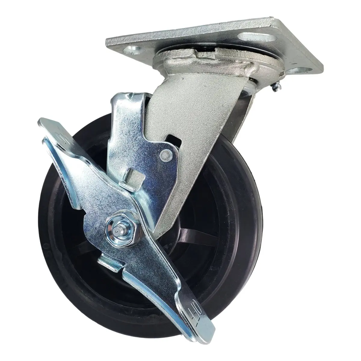 6" X 2" Rubber On Nylon Wheel Swivel Caster W/ Top Lock Brake - 500 Lbs. Capacity 1