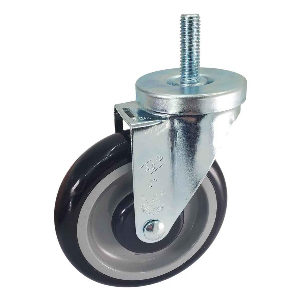 5" X 1-1/4" Poly-Pro Shopping Cart Swivel Stem Caster (1/2") - 350 Lbs. Cap. 1