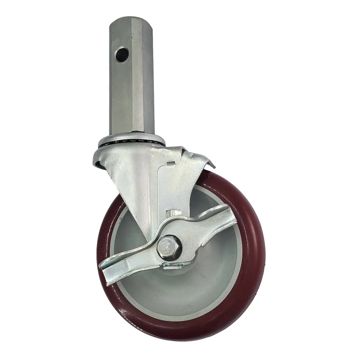 5" X 1-1/4" Polymadic Wheel Square Stem Swivel Scaffold Caster W/ Brake - 350 Lbs. Cap. 1