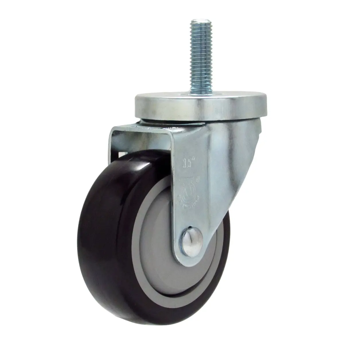 3-1/2" X 1-1/4" Poly-Pro Wheel Threaded Swivel Stem Caster - 300 Lbs. Capacity 1