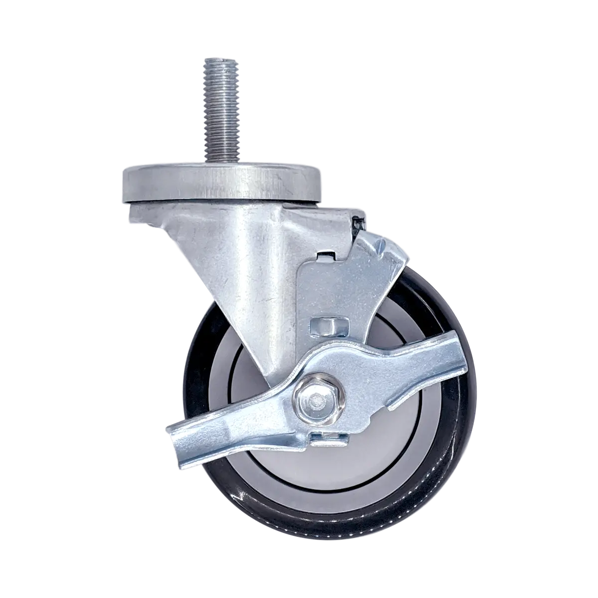 4" X 1-1/4" Poly-Pro Threaded Stem Swivel Caster, Top Lock Brake - 300 Lbs. Cap. 1
