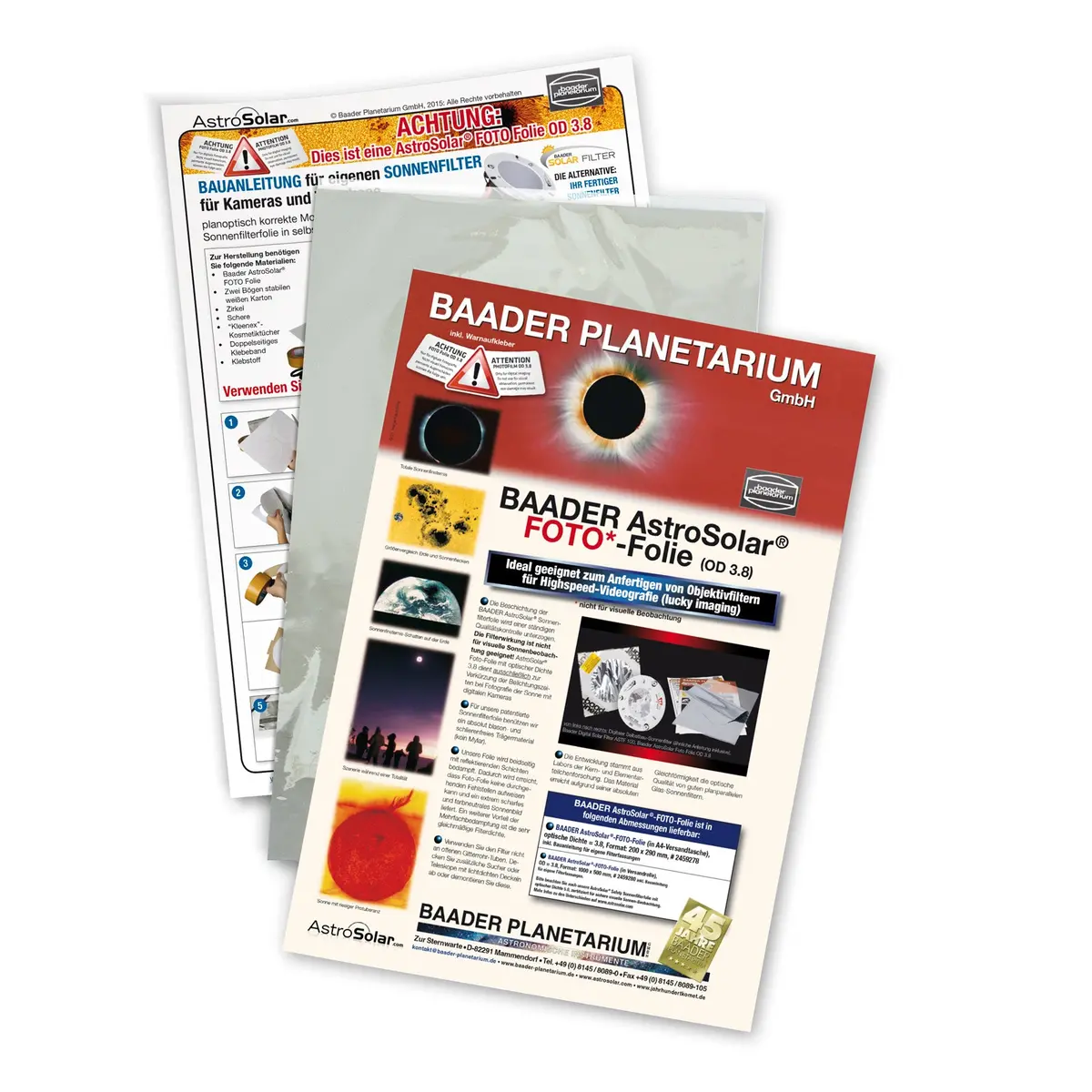 Astrosolar® Photo Film 8″X10″ (20X30cm), Optical Density 3.8 1