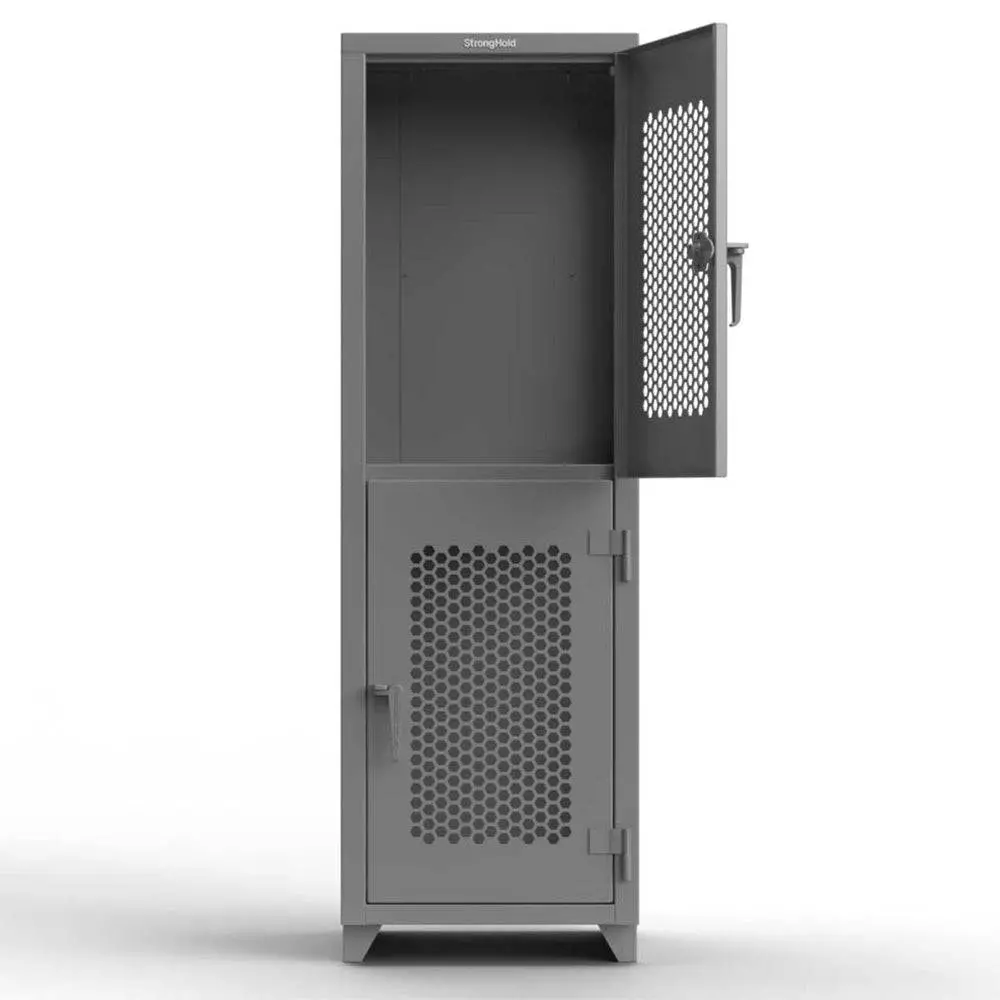 Extra Heavy Duty 14 Ga Double-Tier Ventilated Locker, 2 Compartments - 24 In. W X 24 In. D X 75 In. H 1