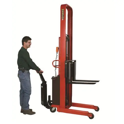 Adjustable Base Powered Stacker With 3" X 42" Forks, 1500-2000 Lb Cap. 2