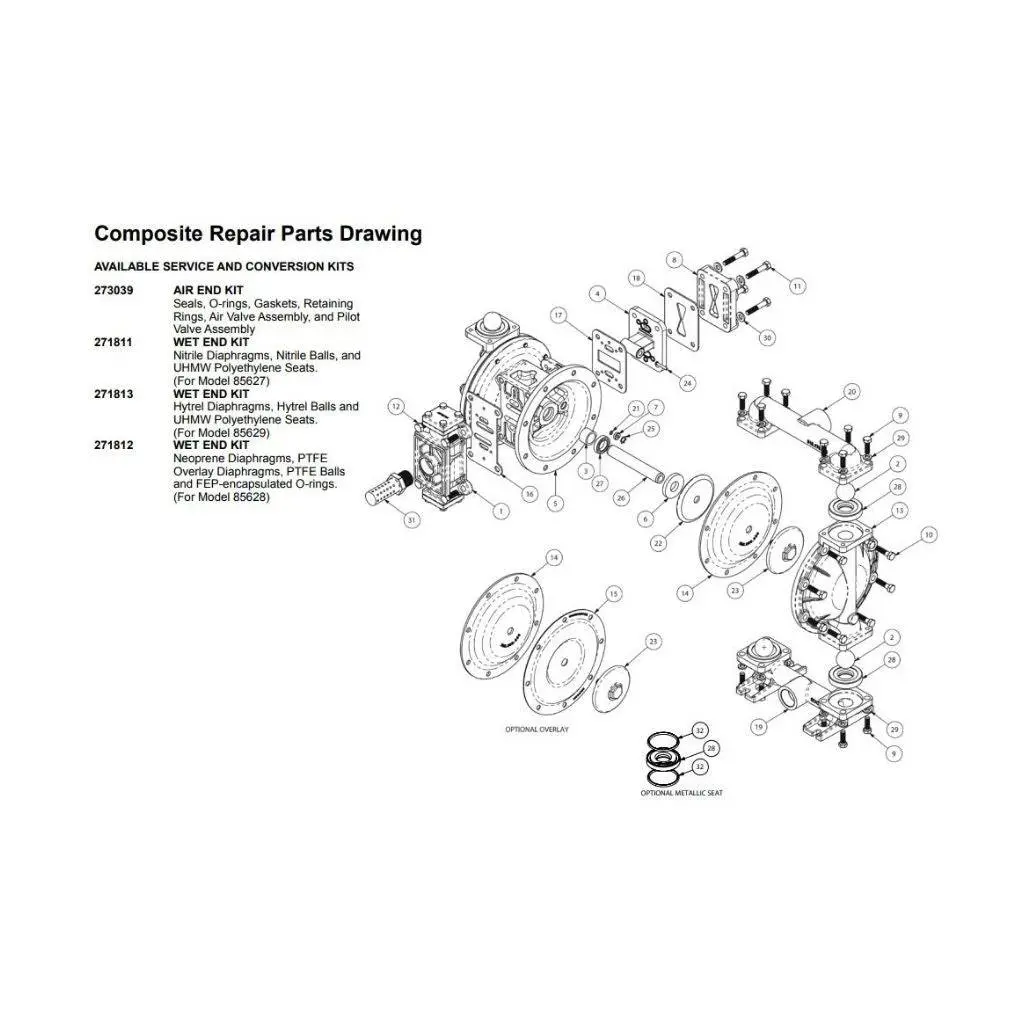Buna Wet-End Kit For Diaphragm Pump Model 85627 1