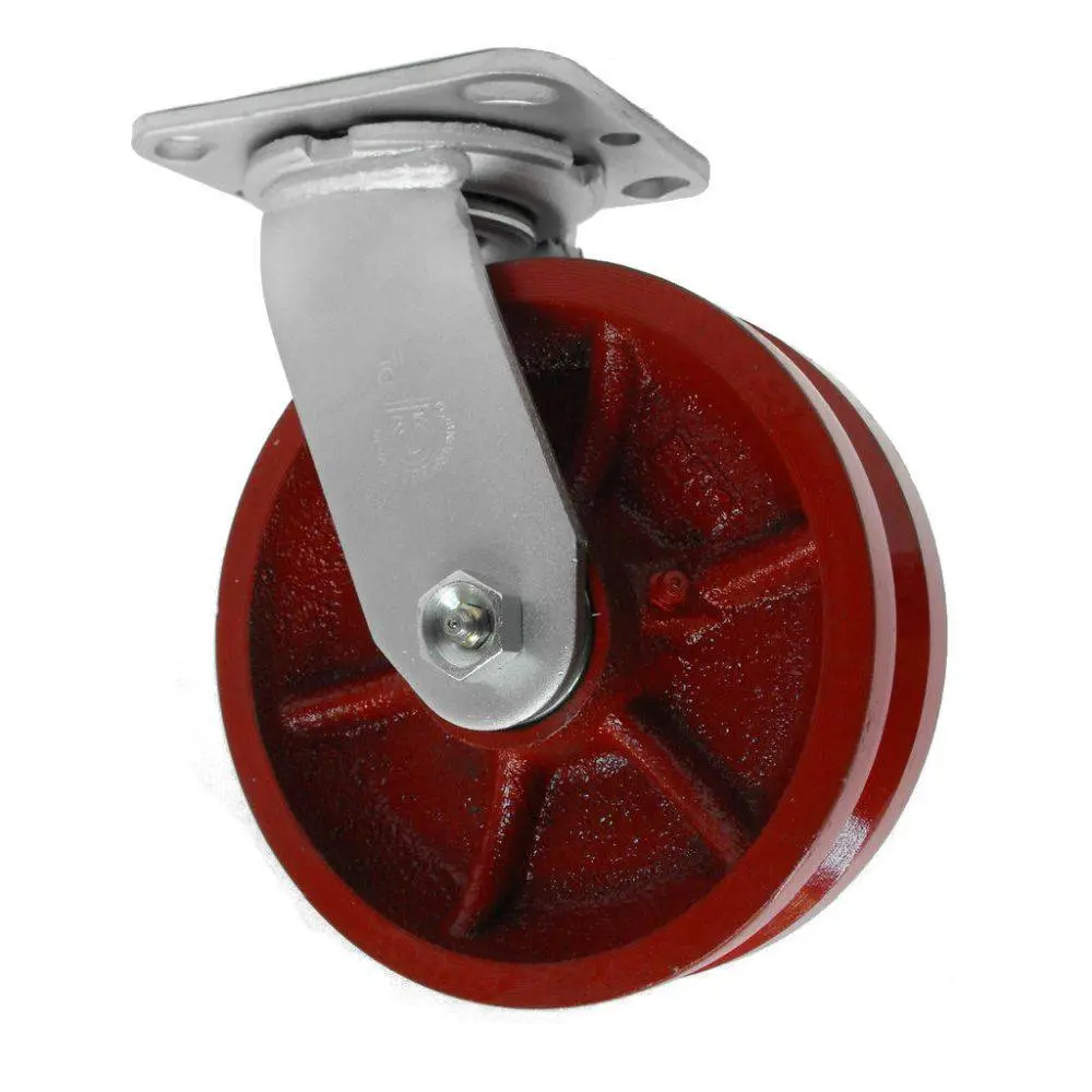 6" X 2" V-Groove Ductile Steel Swivel Caster Medium Duty - 1,500 Lbs. Cap. 1