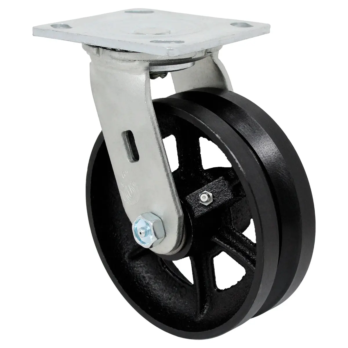 6" X 2" Cast Iron V-Groove Wheel Swivel Caster - 1000 Lbs. Capacity 1