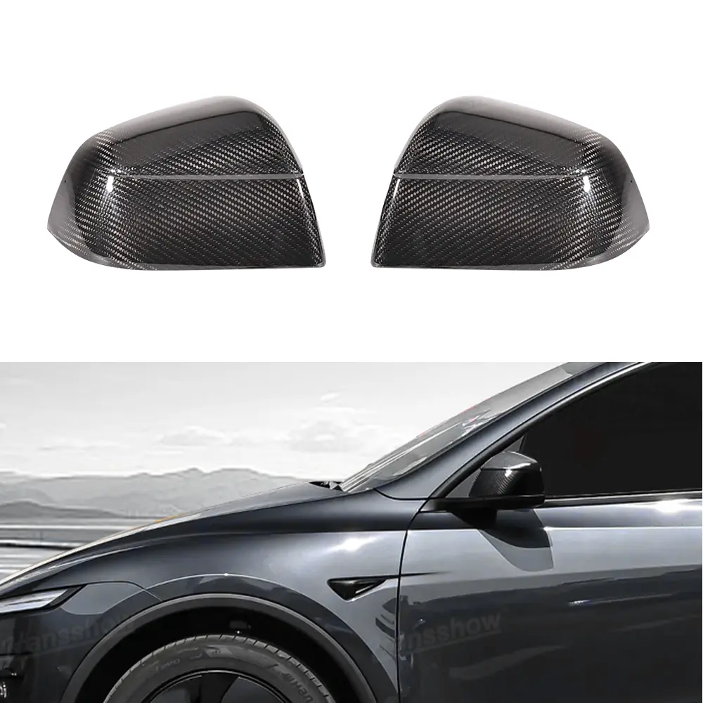 Model Y Juniper Side Mirror Real Carbon Fiber Overlay Covers With... 1