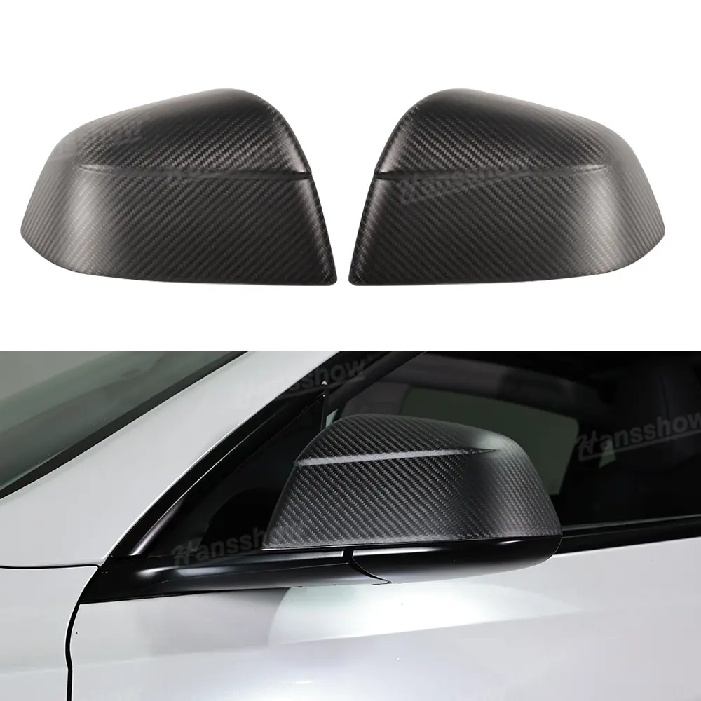Tesla Model Y Side Mirror Covers Real Carbon Fiber Overlays Inspired By... 1