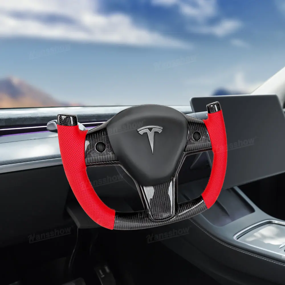 Model 3 / Y Custom Carbon Fiber Steering Wheels F1 Style For Tesla Model Y 2