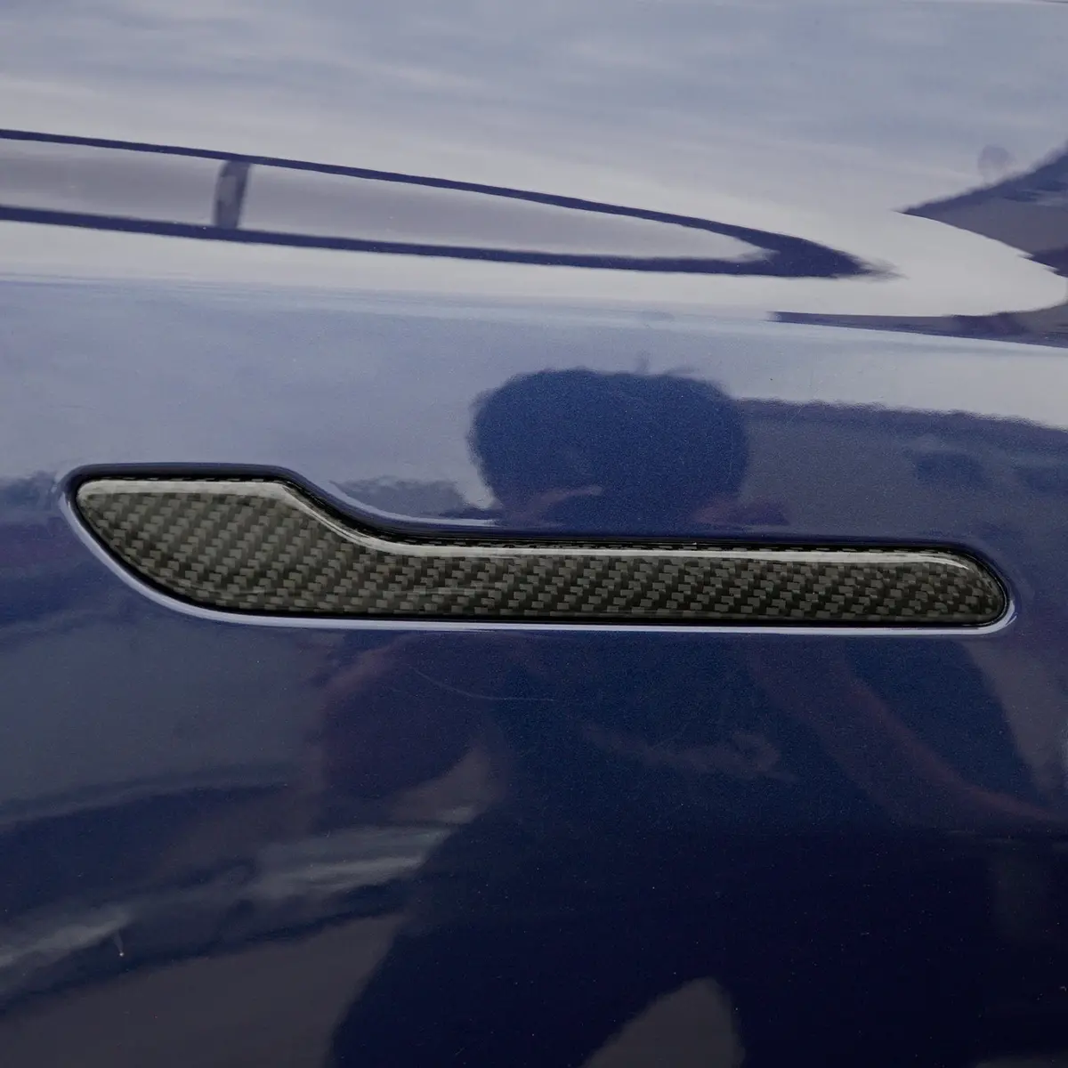 Model Y Juniper Door Handle Cover Real Dry Molded Carbon Fiber Overlays 4 Pcs 1