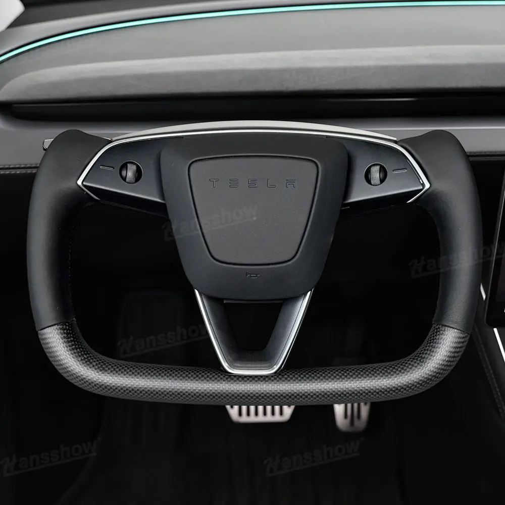 Model Y Juniper Yoke Steering Wheel Dual-Side Black Nappa Leather With Lower... 1