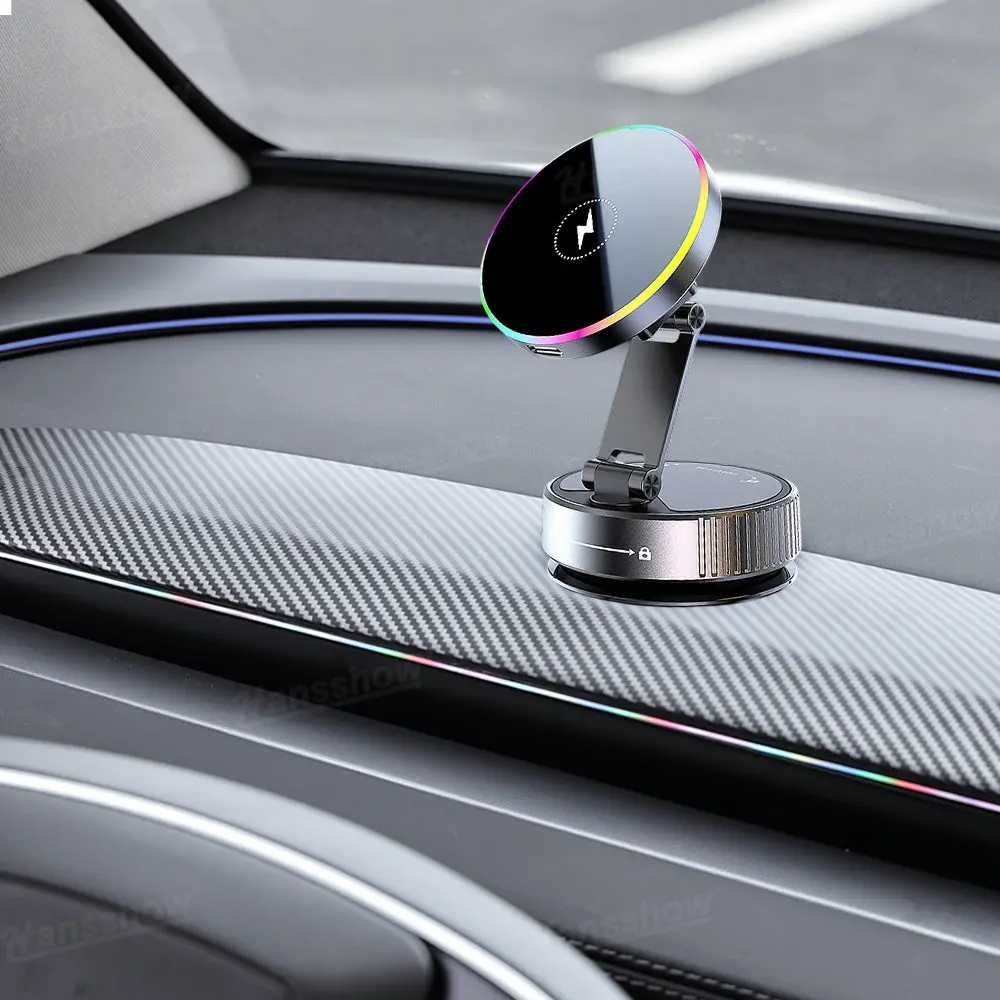 Wireless Charger Phone Holder With Rgb Ambient Lighting For Tesla Model Y... 1