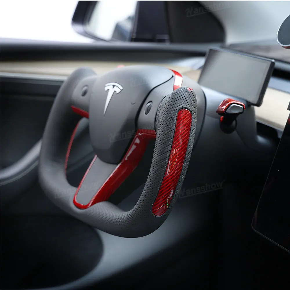 Model Y/3 Yoke Style Steering Wheel With Red Sport Style/Red Column Gear... 2