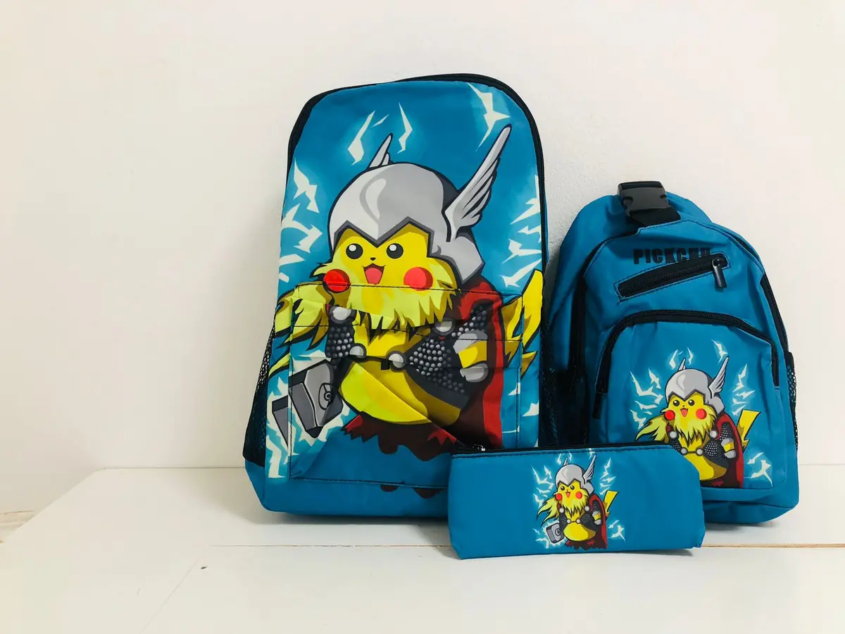 Conjunto De Mochila Pikachu Pokemon Thor - Novo 1