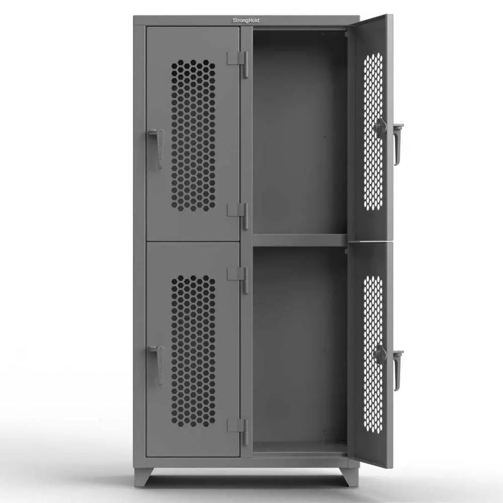 Extra Heavy Duty 14 Ga Double-Tier Ventilated Locker, 4 Compartments - 36 In. W X 18 In. D X 75 In. H 1