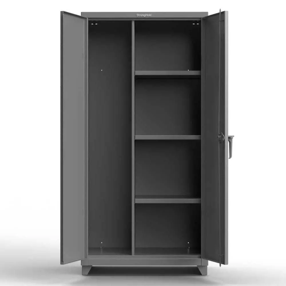 Extra Heavy Duty 14 Ga Janitorial Cabinet With 3 Shelves - 36 In. W X 24 In. D X 75 In. H 1