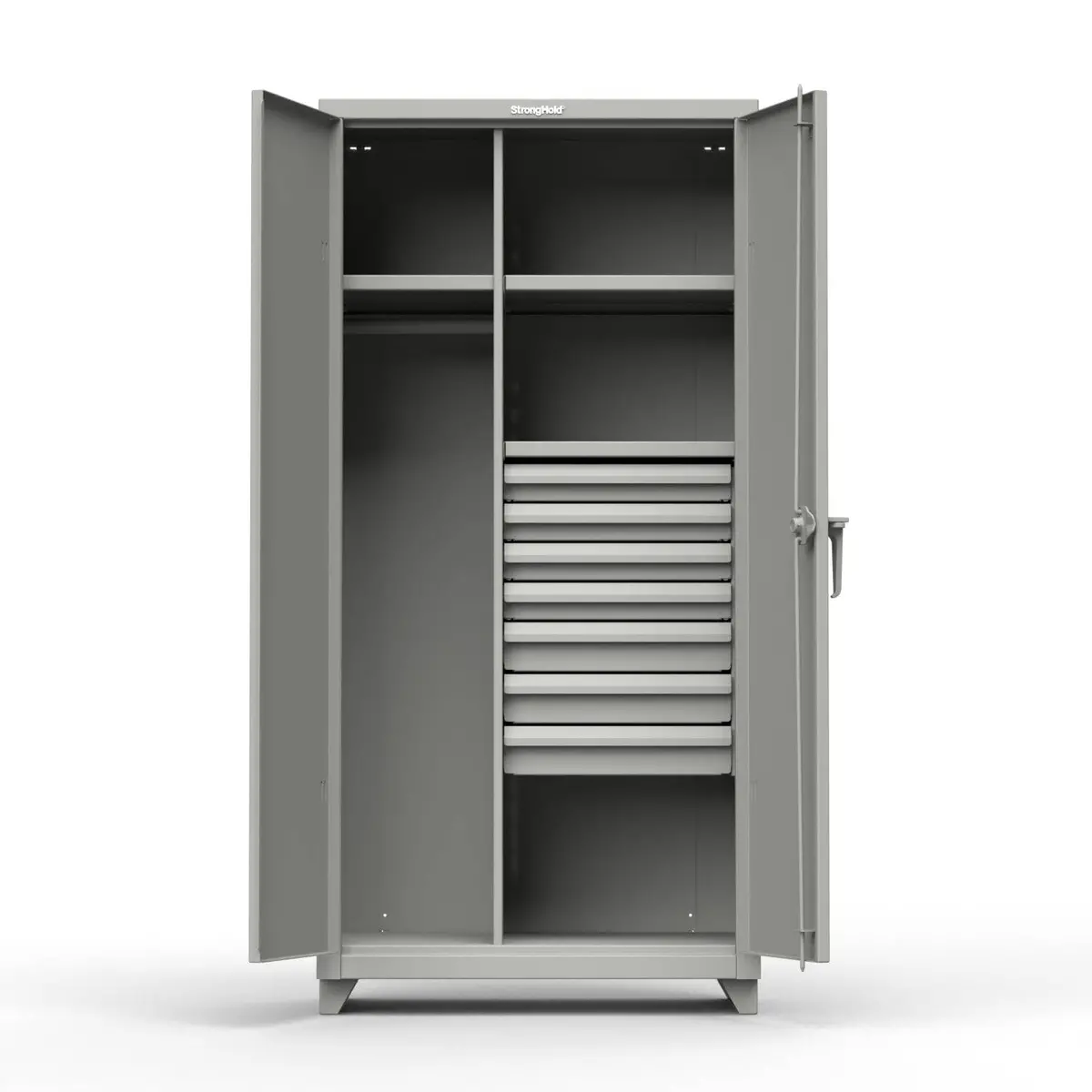 Extra Heavy Duty 14 Ga Uniform Cabinet With 7 Drawers, 3 Shelves - 36 In. W X 24 In. D X 75 In. H 1