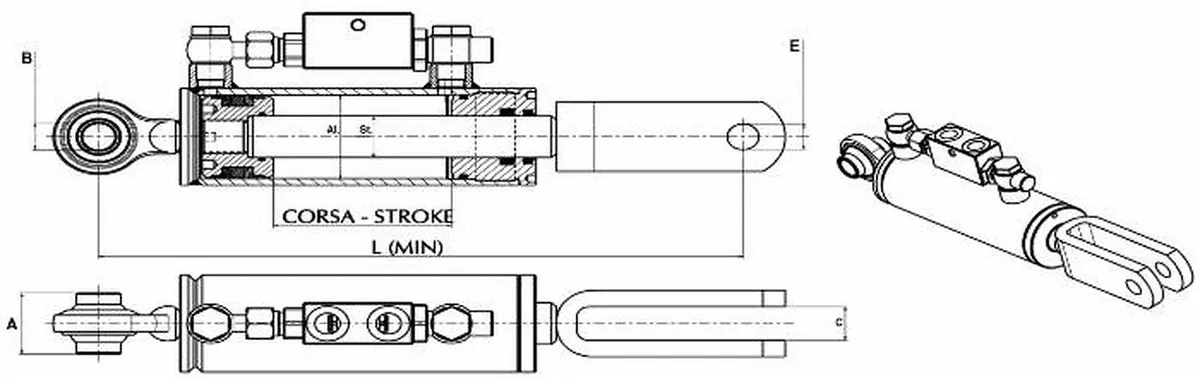 Hydraulic Side Link: 15 5/8" - 19 3/4" 2