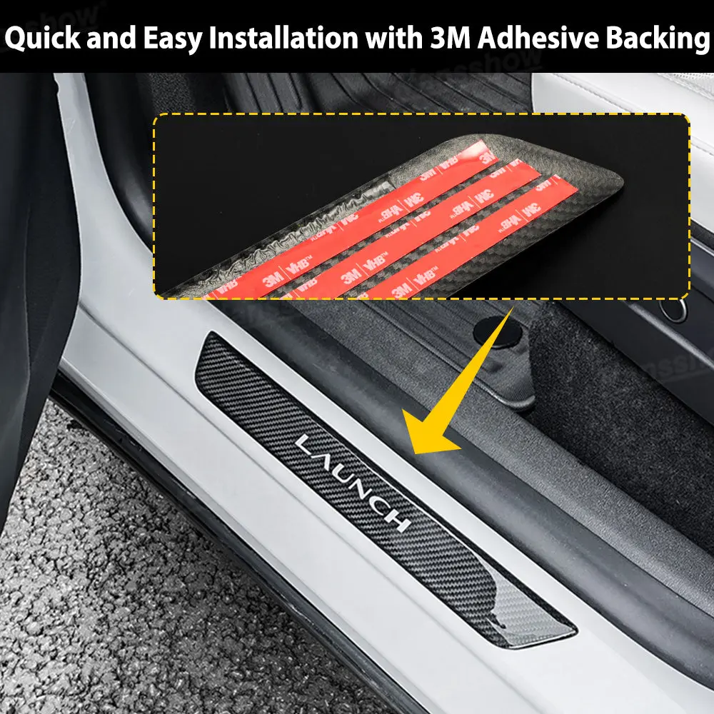 Model Y Juniper Real Carbon Fiber Door Sills Front Door Sill Protector With... 2