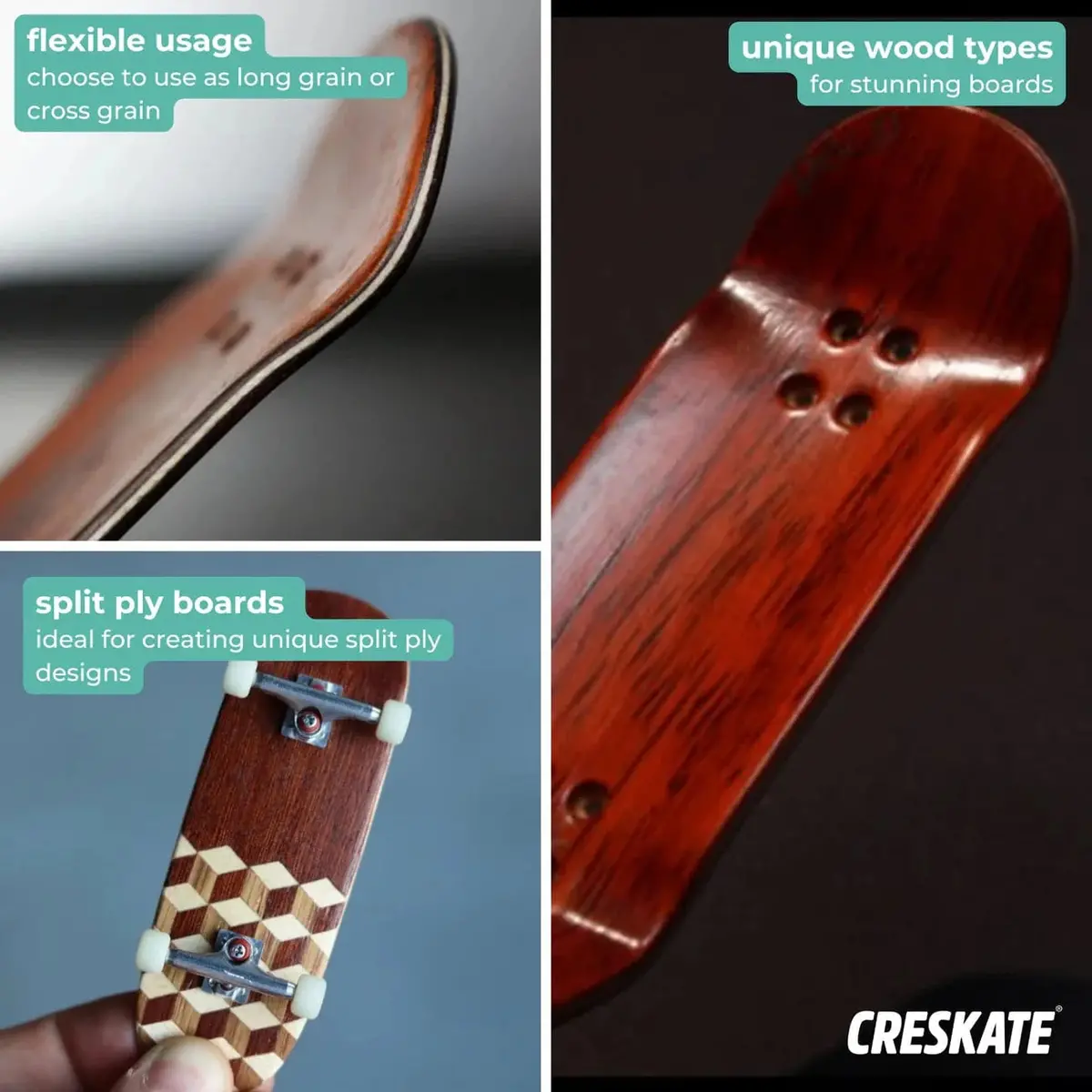 Special Exotic Fingerboard Veneer Pack For 6 Boards - Exotic Veneer Pack And Foam Tape By Creskate 2