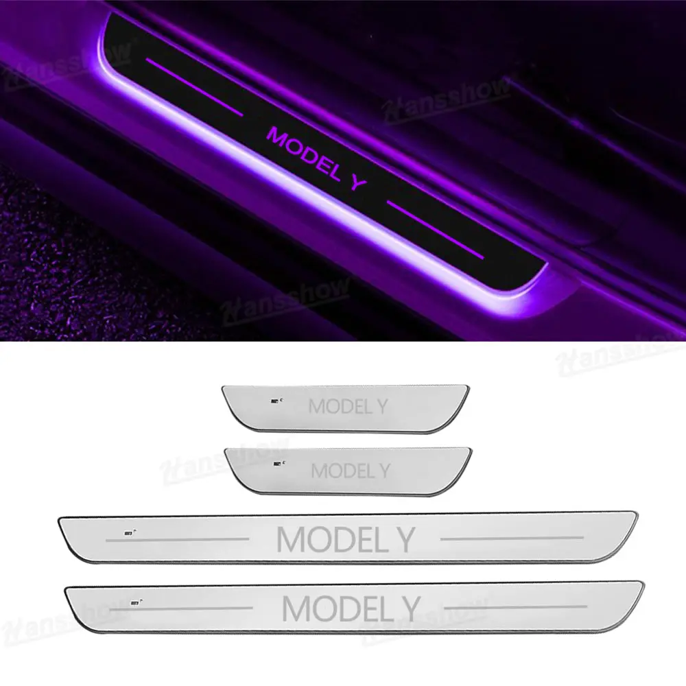 Model Y Juniper/3 Highland Dynamic Rgb Illuminated Door Sill Plates 1
