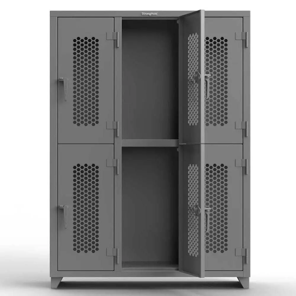 Extra Heavy Duty 14 Ga Double-Tier Ventilated Locker, 6 Compartments - 54 In. W X 18 In. D X 75 In. H 1
