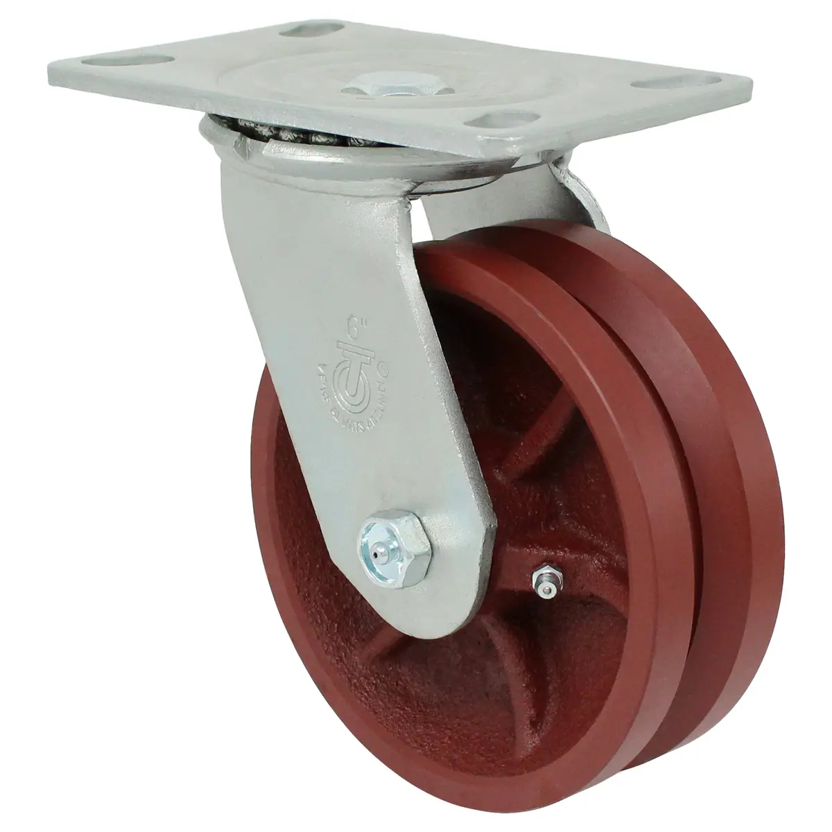 6" X 2" V-Groove Ductile Steel Swivel Caster - 1,500 Lbs. Cap. 1