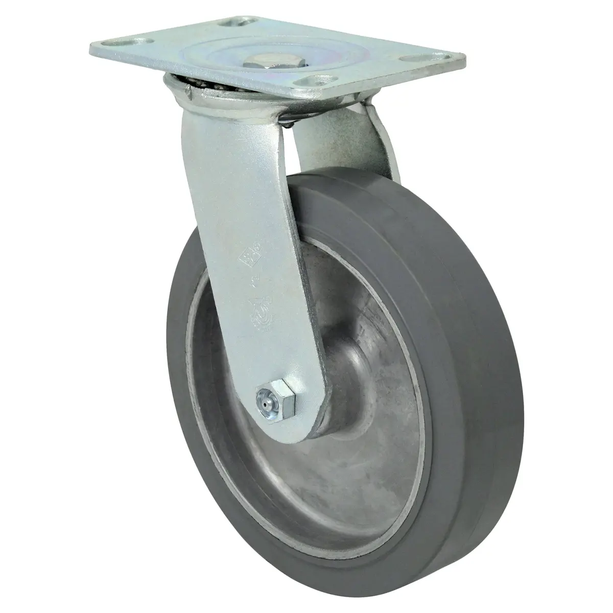 8" X 2" Mold On Rubber Aluminum Wheel Swivel Caster - 600 Lbs. Capacity 1