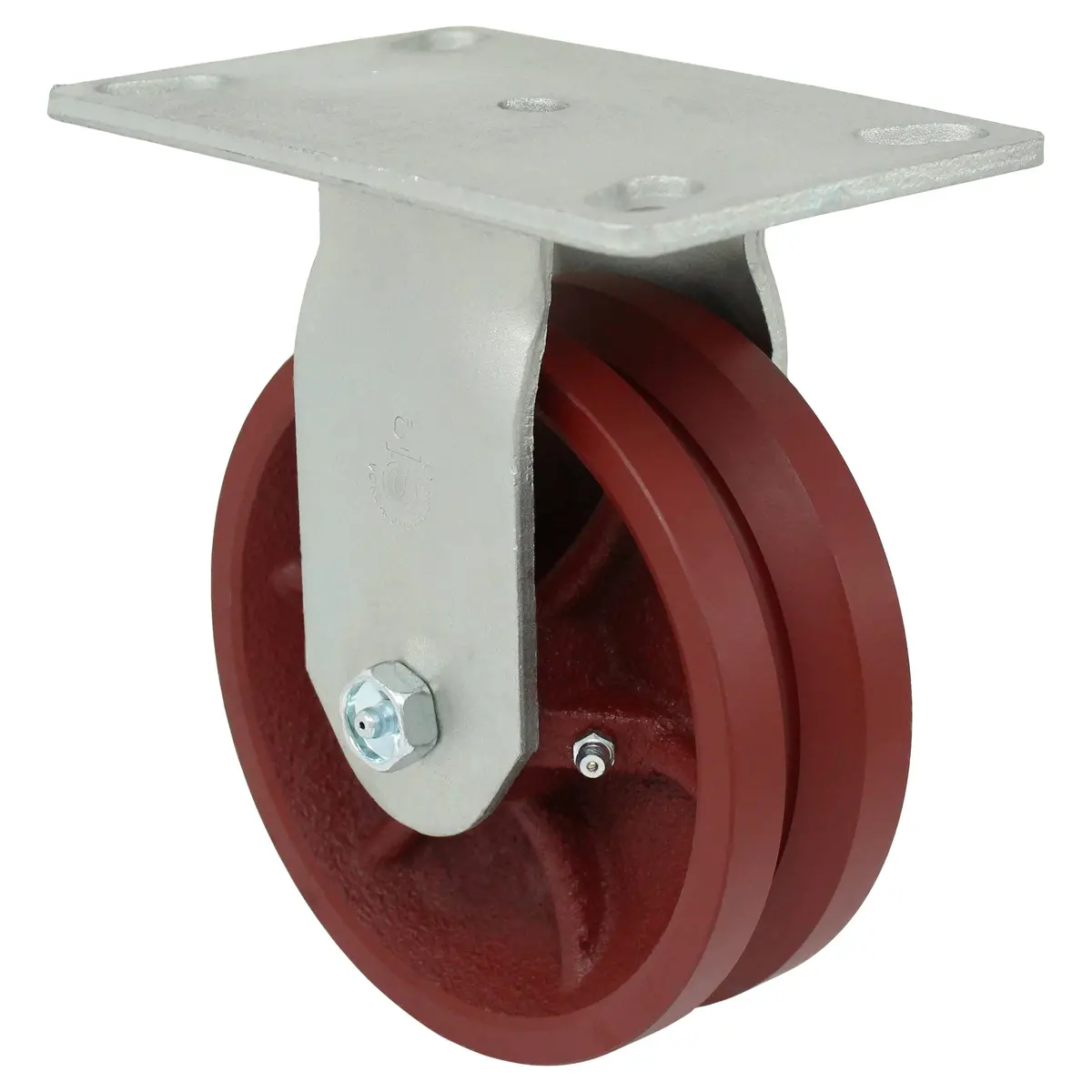 6" X 2" V-Groove Ductile Steel Rigid Caster - 1,500 Lbs. Cap. 1
