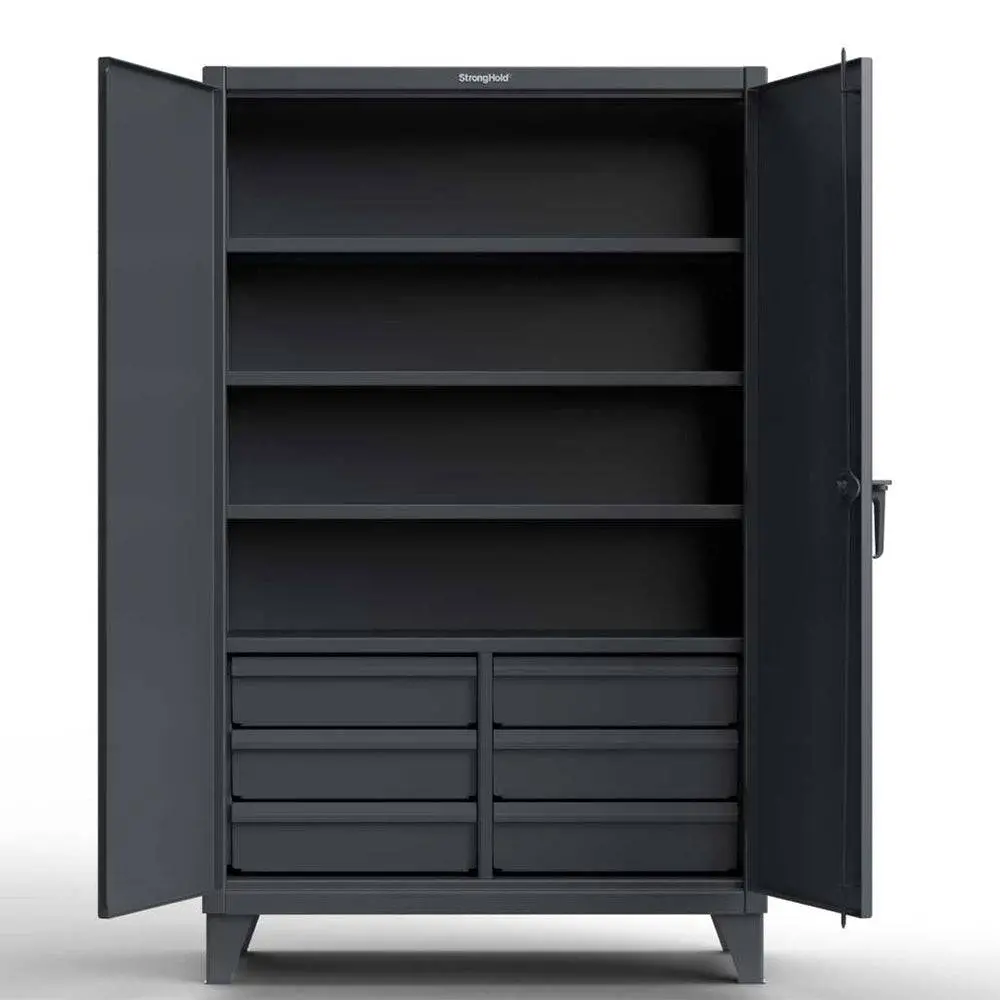 Extreme Duty 12 Ga Cabinet With 6 Half-Width Drawers, 4 Shelves - 60 In. W X 24 In. D X 78 In. H 1