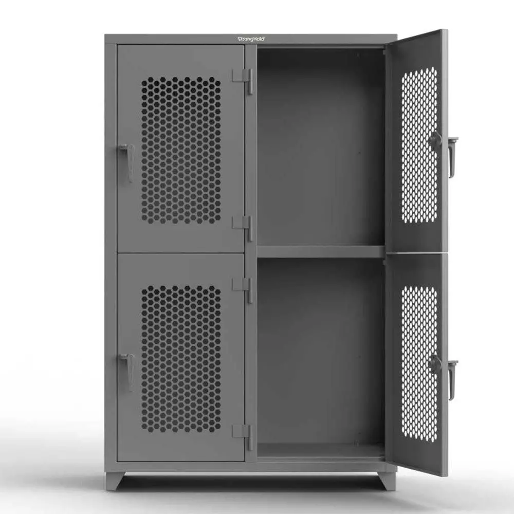 Extra Heavy Duty 14 Ga Double-Tier Ventilated Locker, 4 Compartments - 48 In. W X 24 In. D X 75 In. H 1
