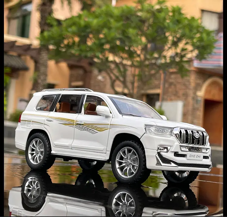 Carro Colecionável Land Cruiser Prado Branco Escala 1:24 1